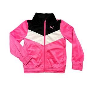 Puma Pink Black Zip-Up Jacket Girls Size 4